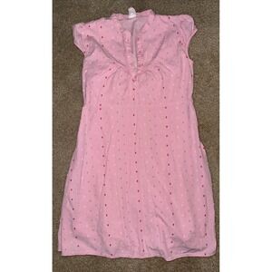 Gap Kids Girls Dress Size 10 L Pink Embroidered Dots‎ Short Sleeve Summer Casual